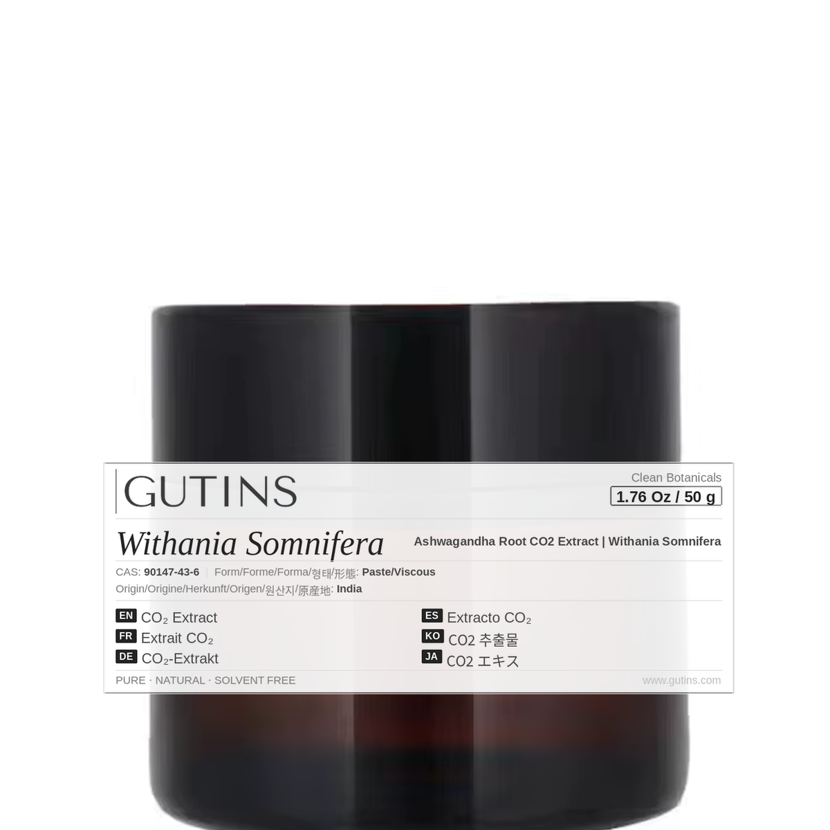 Ashwagandha Root CO2 Extract | Withania Somnifera | Clean Botanical Extracts | GUTINS